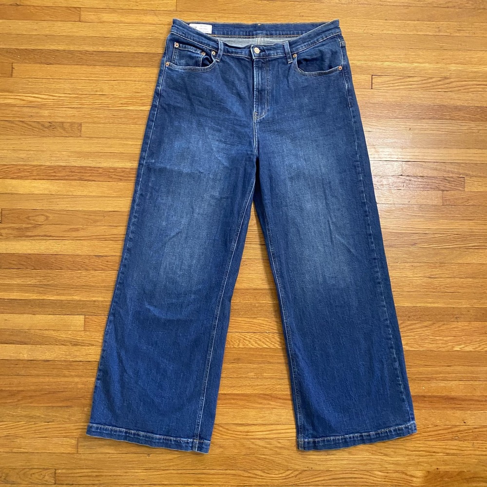 Gap Jeans Womens 33 Blue High Stride Wide Leg Relaxed Fit Denim Five Pocket